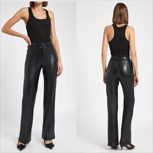 Boa Because Of Alice Wide Leg High Waisted Faux Leather Pants Size Small Black